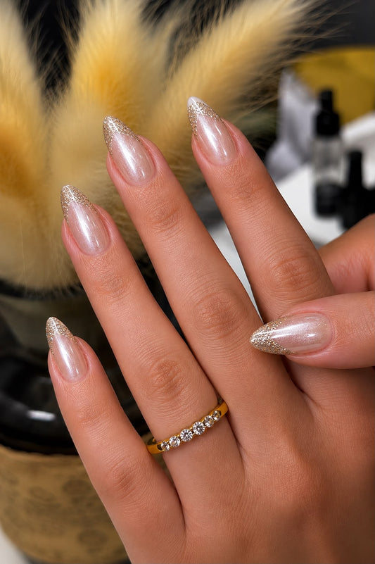 Golden Cat Eye with Glitter French