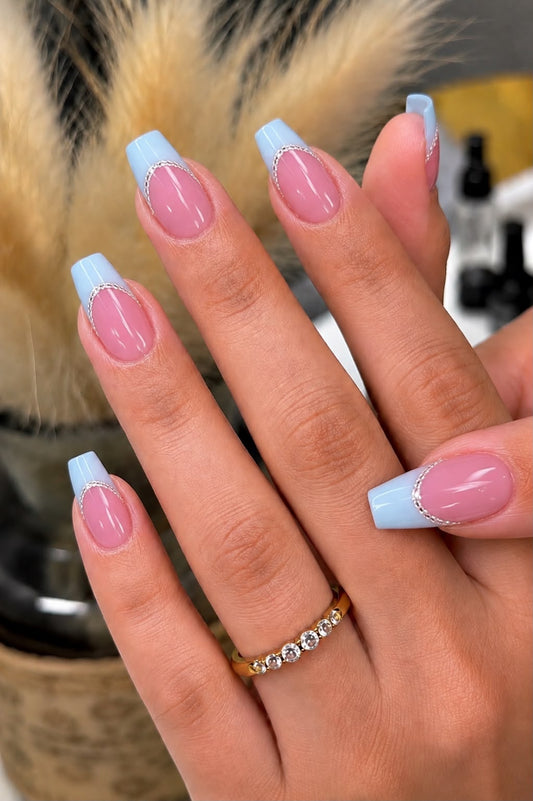 Sky Blue French with Chrome Outline