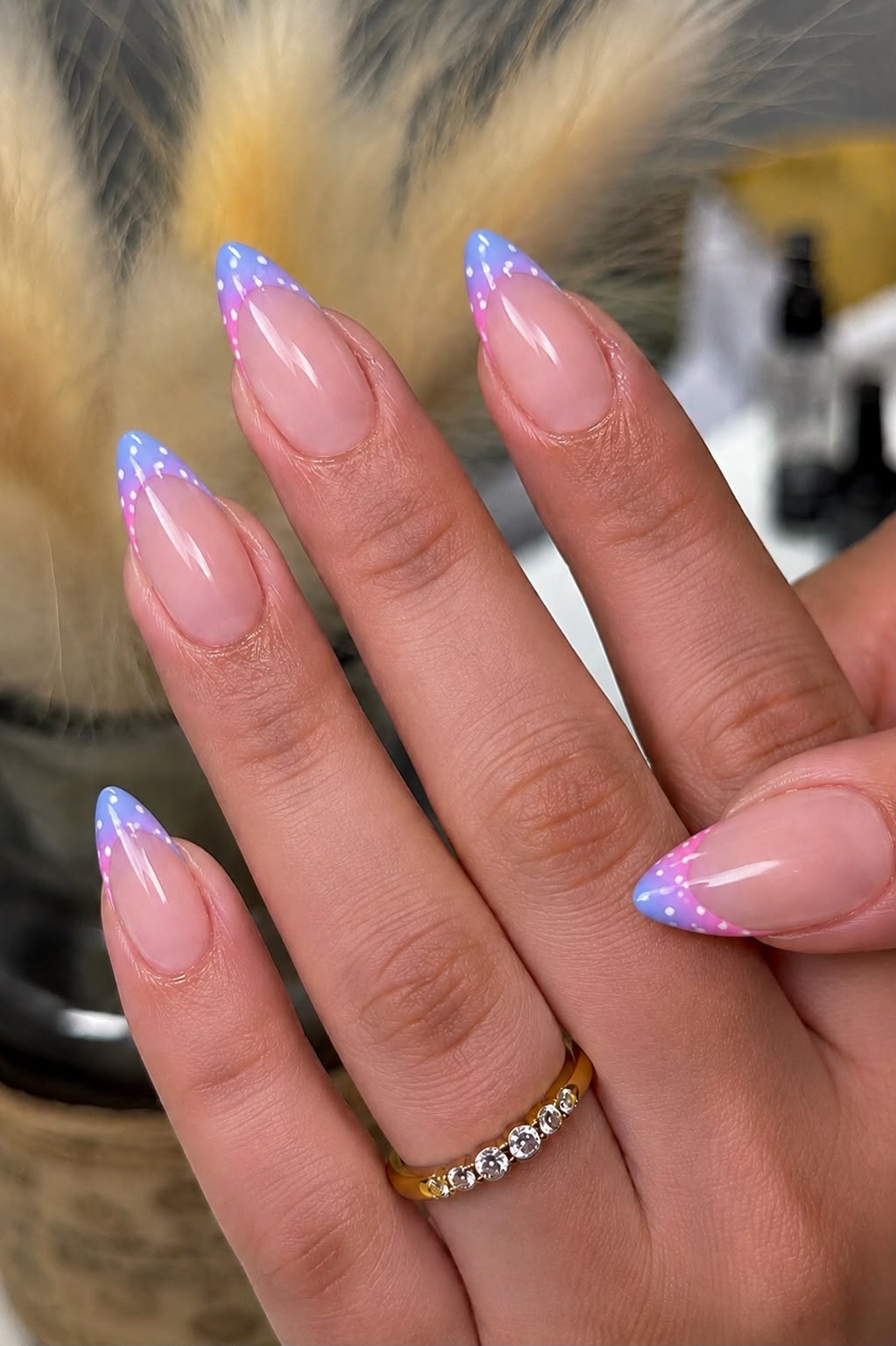 French Tip With Colorful Polka dots