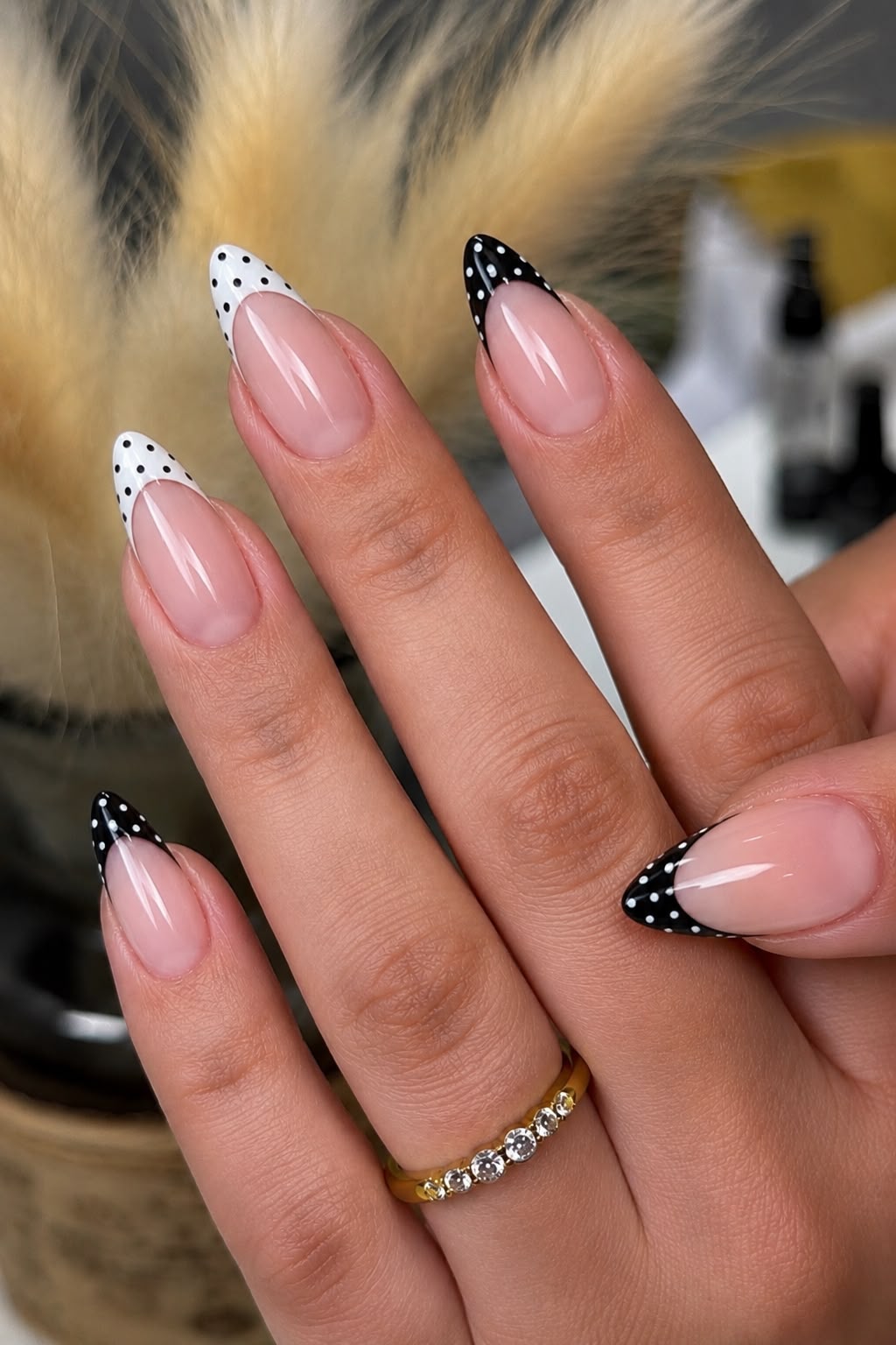 French Tip with Polka Dots