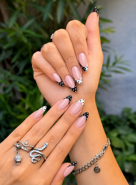 French Tip with Polka Dots