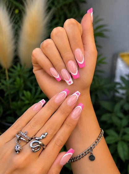 Double French With White and Pink