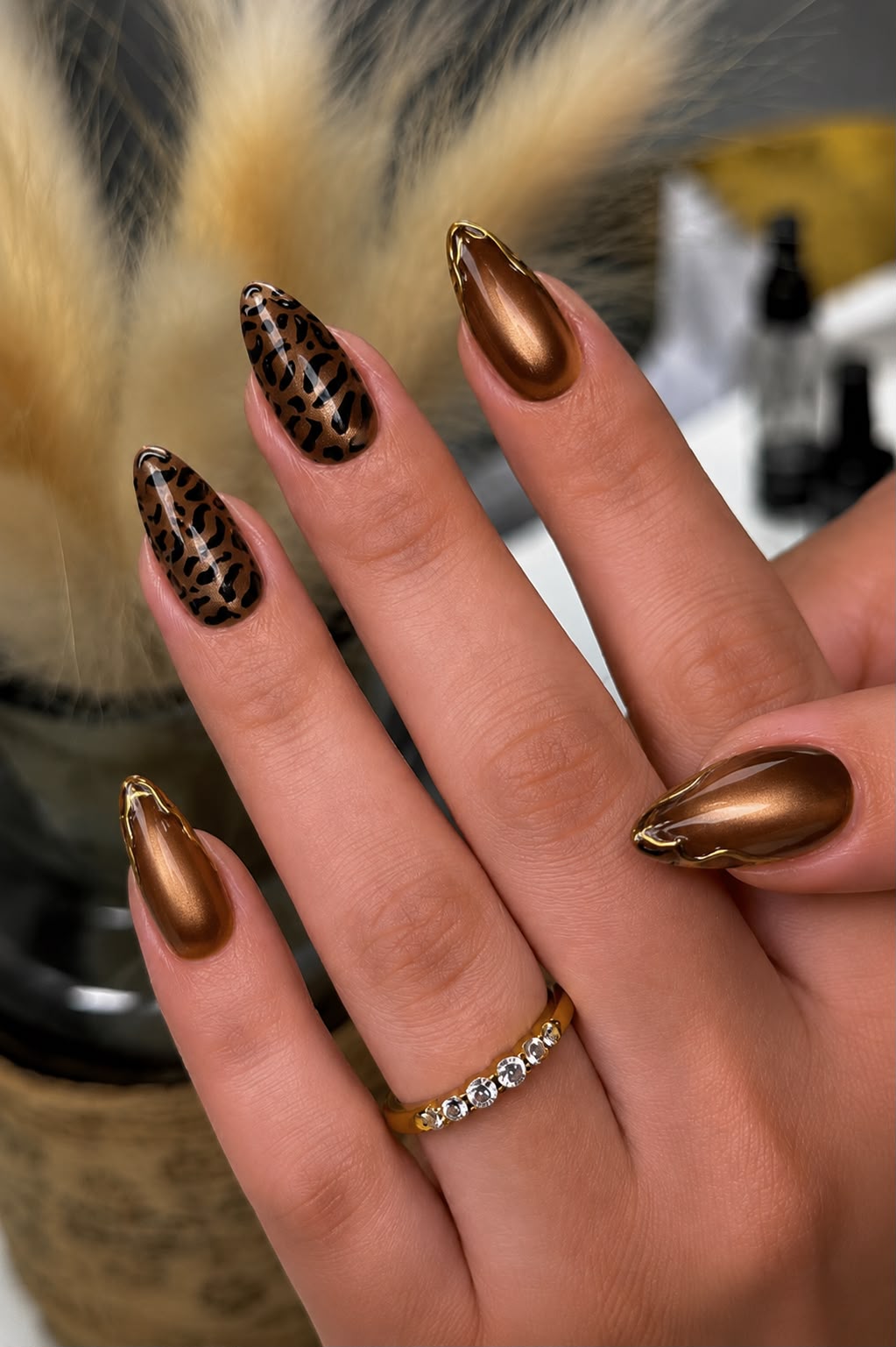 Brown Cat Eye with Leopard Print