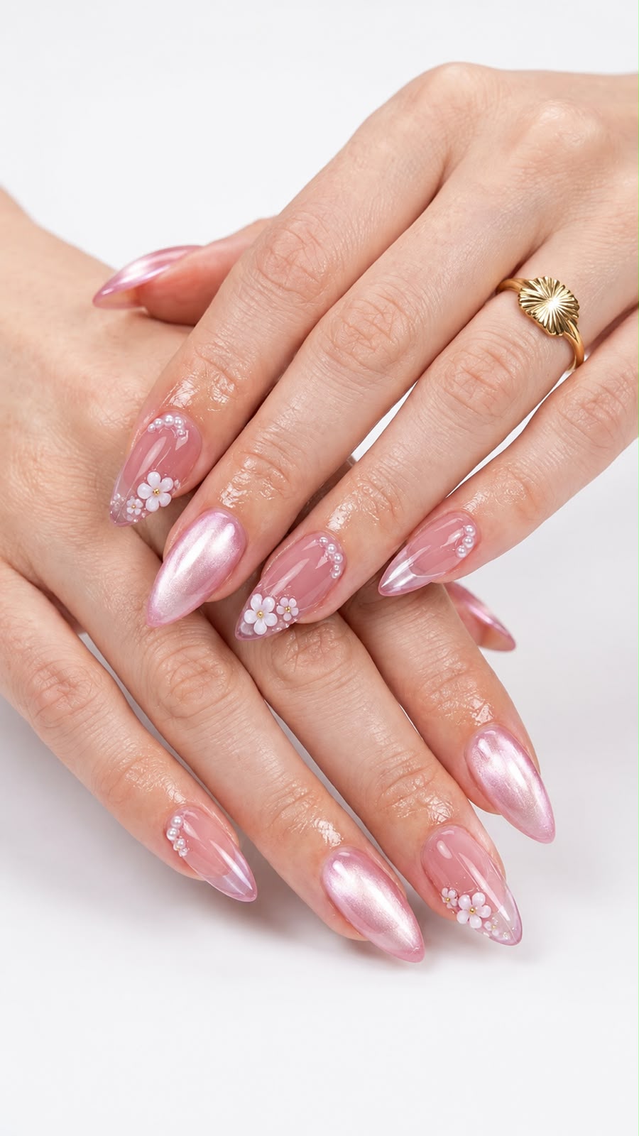 Pink Cat Eye with Dry Flower