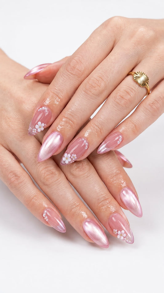 Pink Cat Eye with Dry Flower