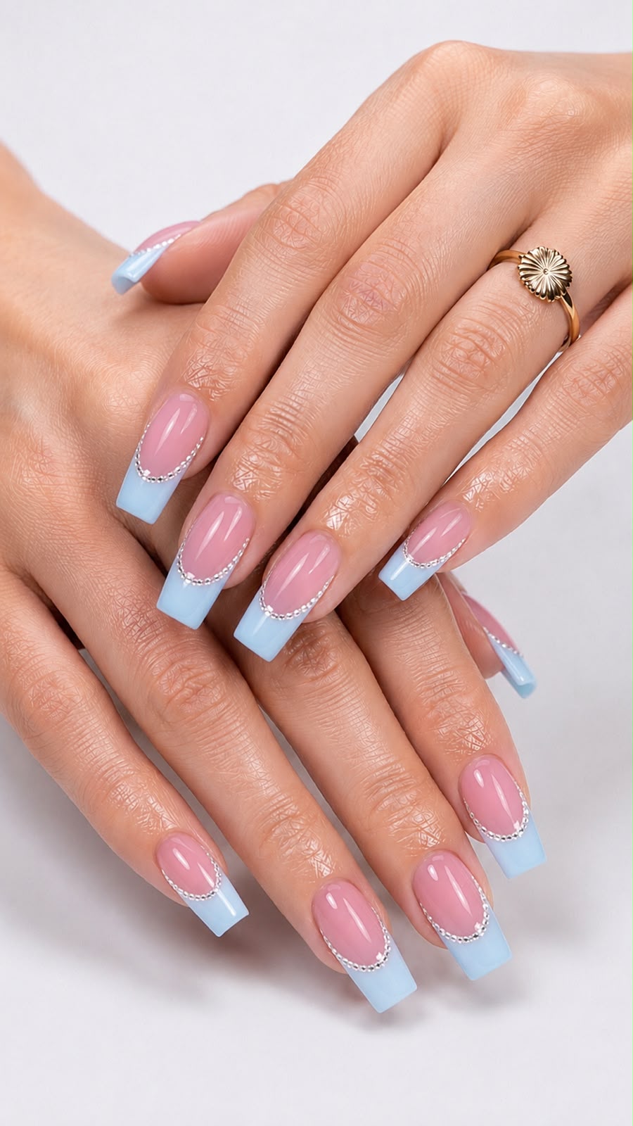 Sky Blue French with Chrome Outline
