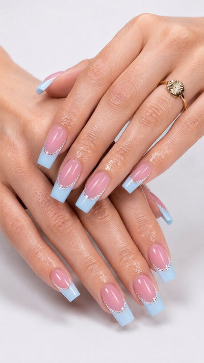 Sky Blue French with Chrome Outline