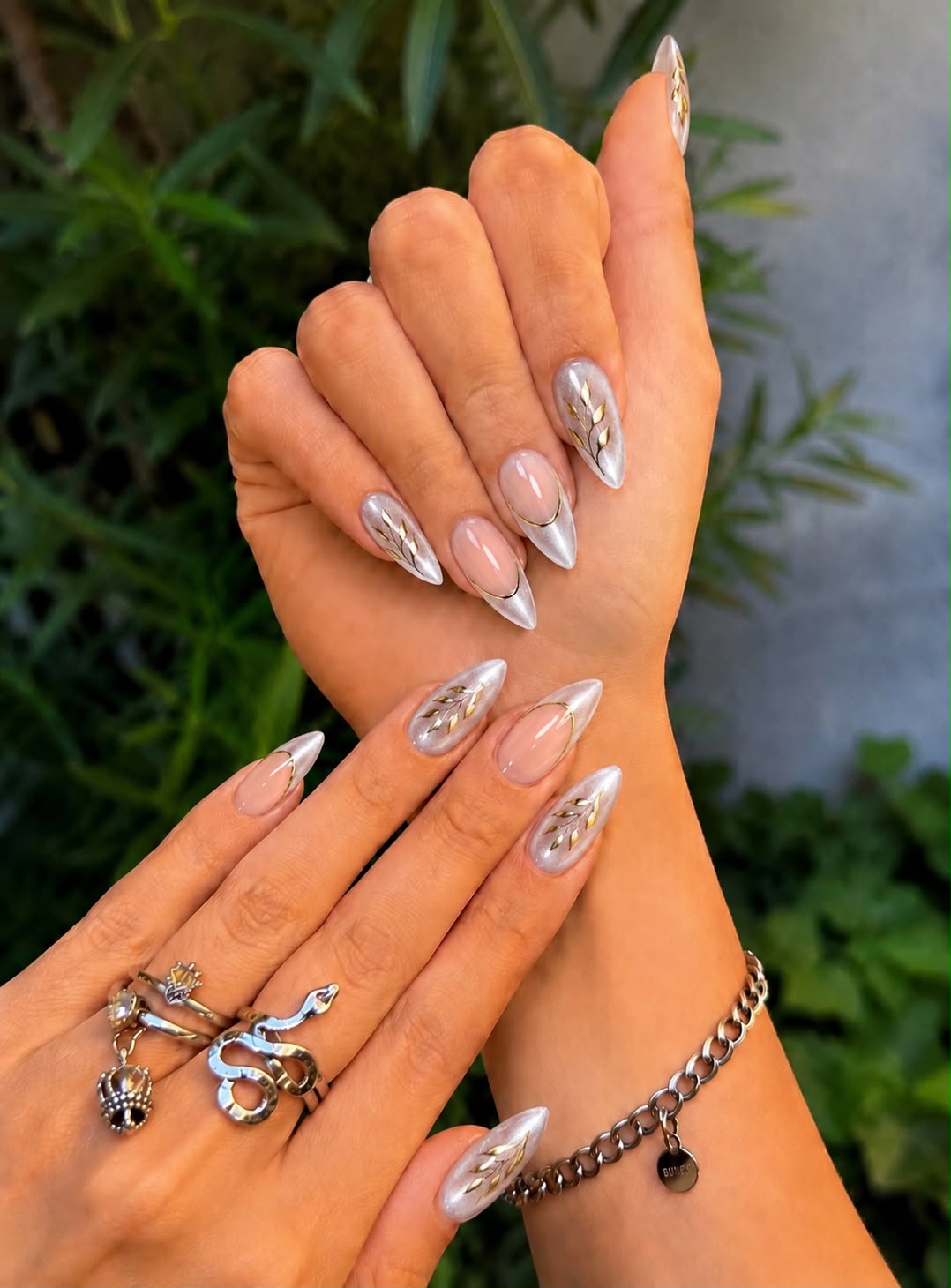 Silver Cat Eye with Chrome Bruch Art