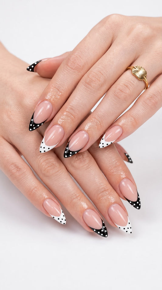 French Tip with Polka Dots