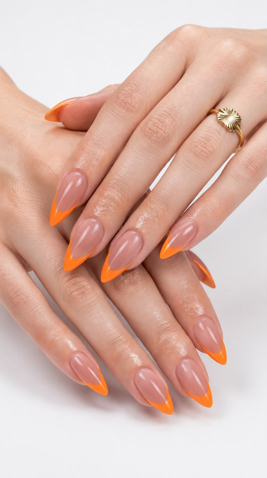 French Tip with Neon Orange