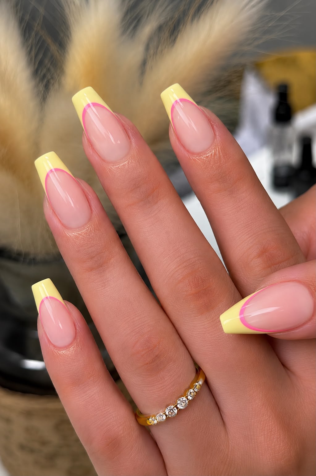 Double French With Butter Yellow and Pink