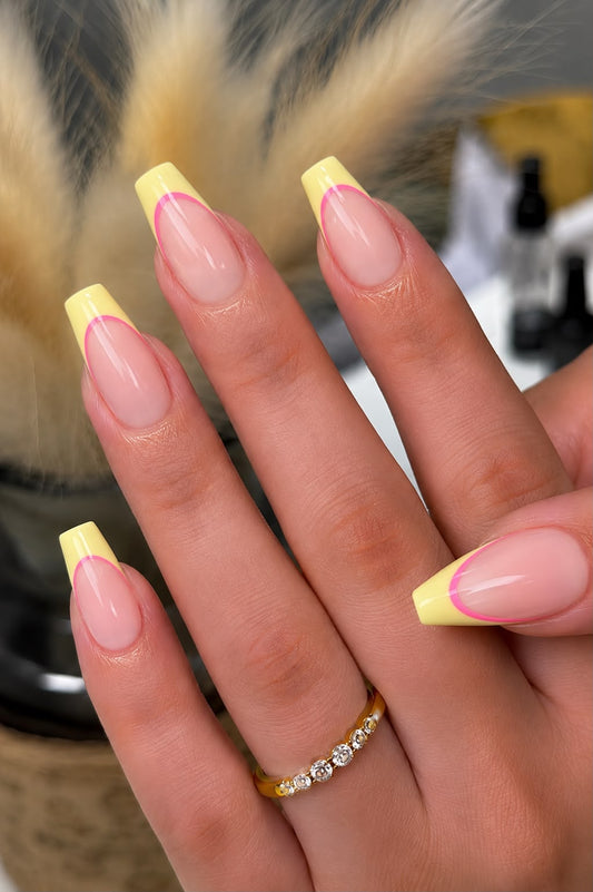 Double French With Butter Yellow and Pink