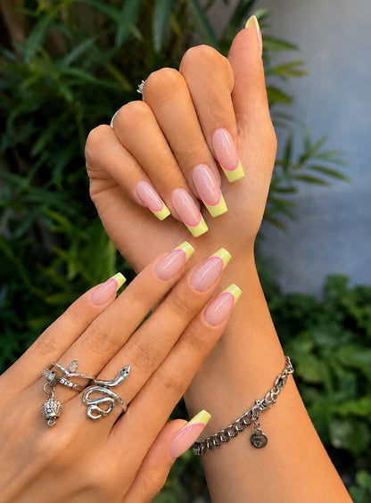 Double French With Butter Yellow and Pink