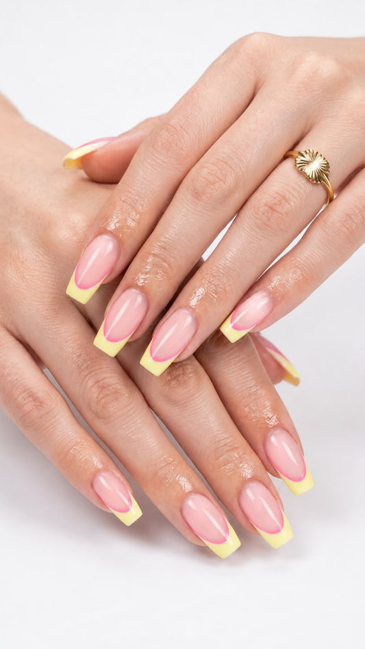 Double French With Butter Yellow and Pink