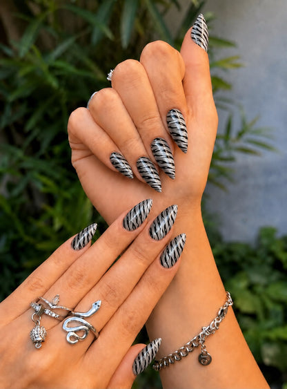 Silver Cat Eye with Zebra Print