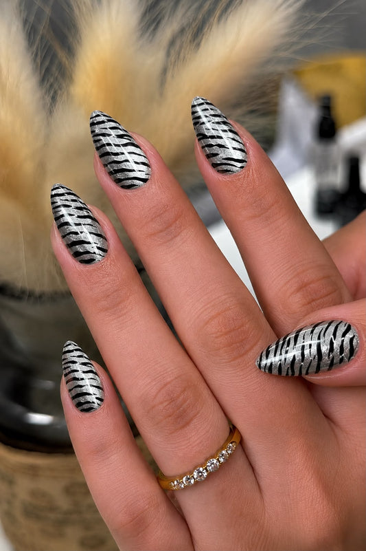 Silver Cat Eye with Zebra Print