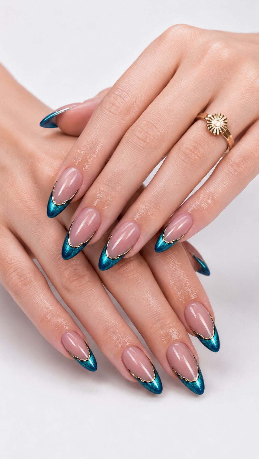 Blue Cat Eye French with Chrome