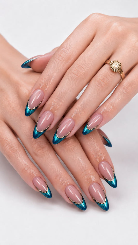 Blue Cat Eye French with Chrome