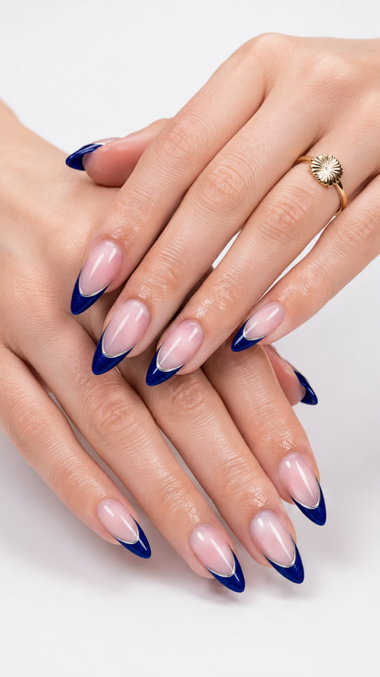 French Tip With silver stone