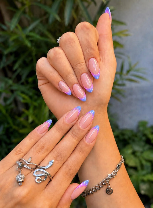 French Tip With Colorful Polka dots