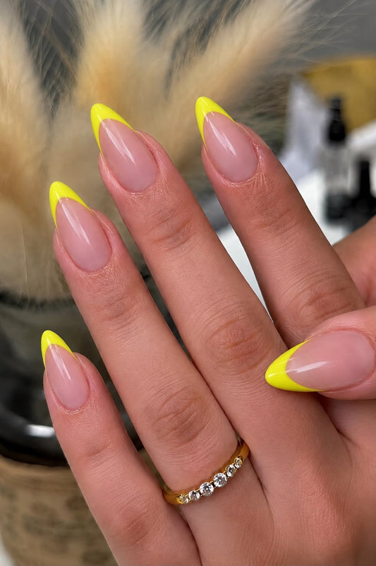 French Tip With Neon Green