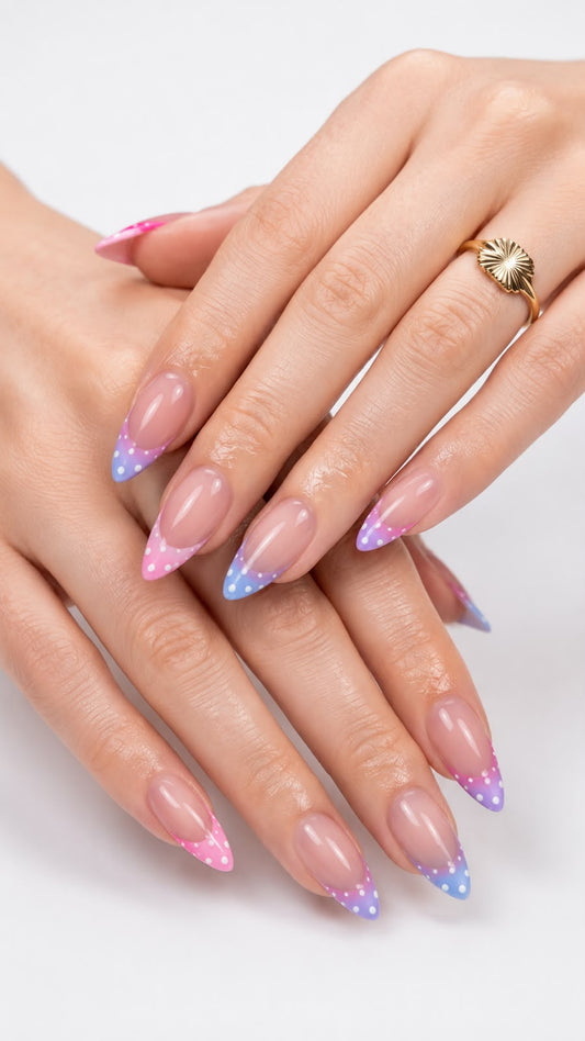 French Tip With Colorful Polka dots