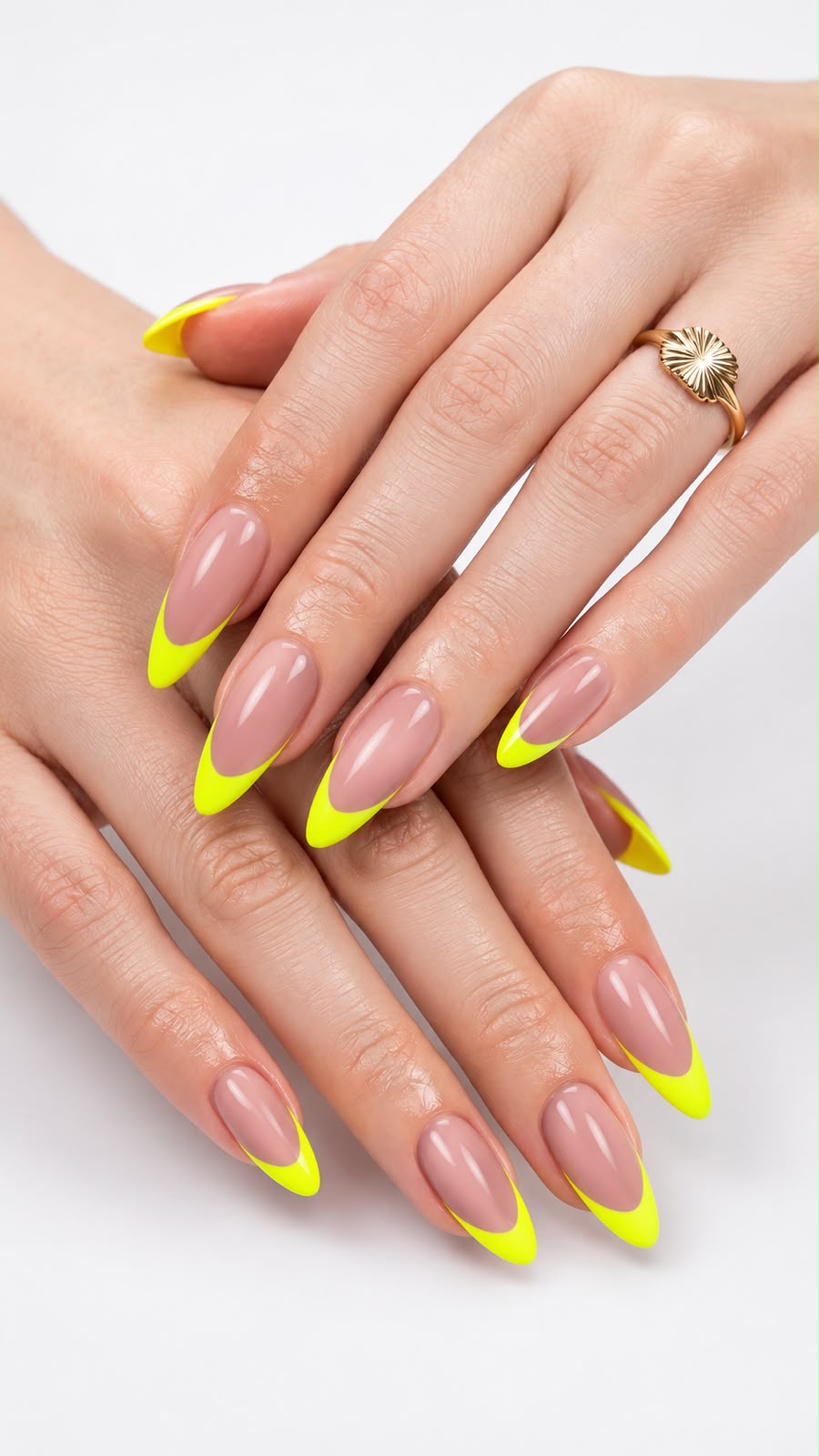 French Tip With Neon Green