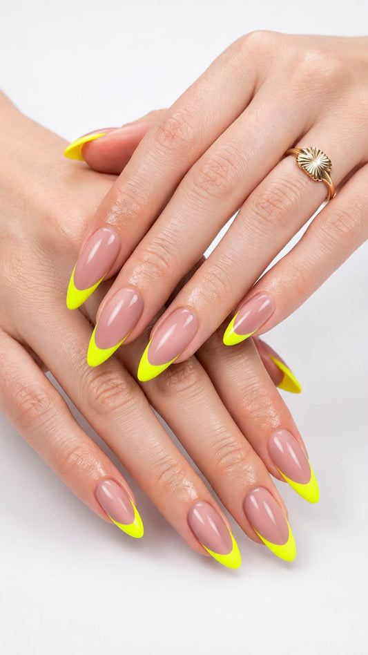 French Tip With Neon Green