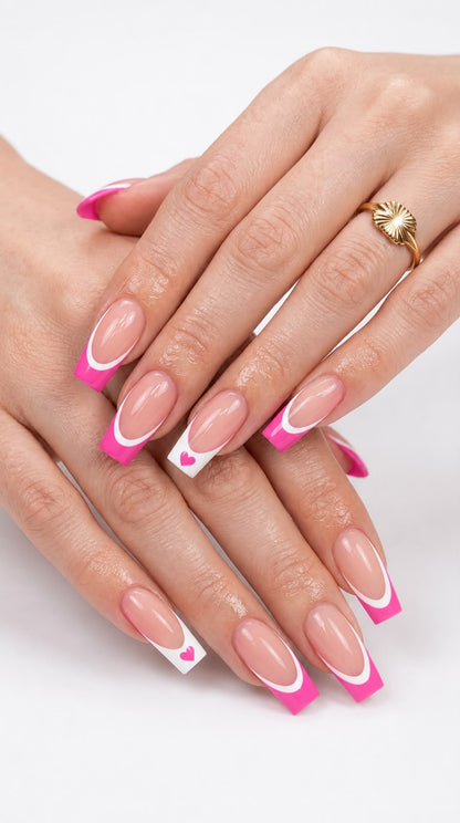 Double French With White and Pink