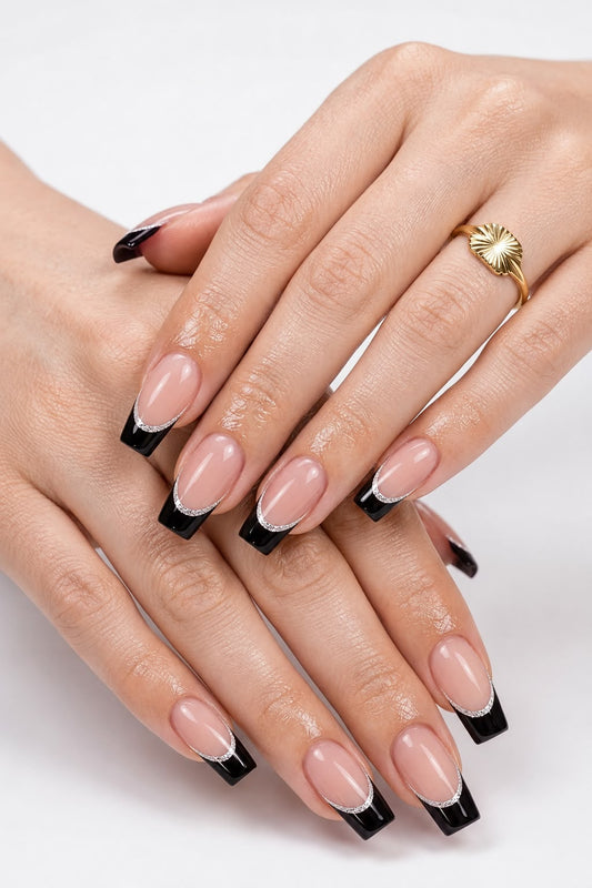 Black French with silver Outline