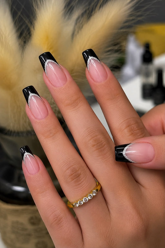 Black French with silver Outline
