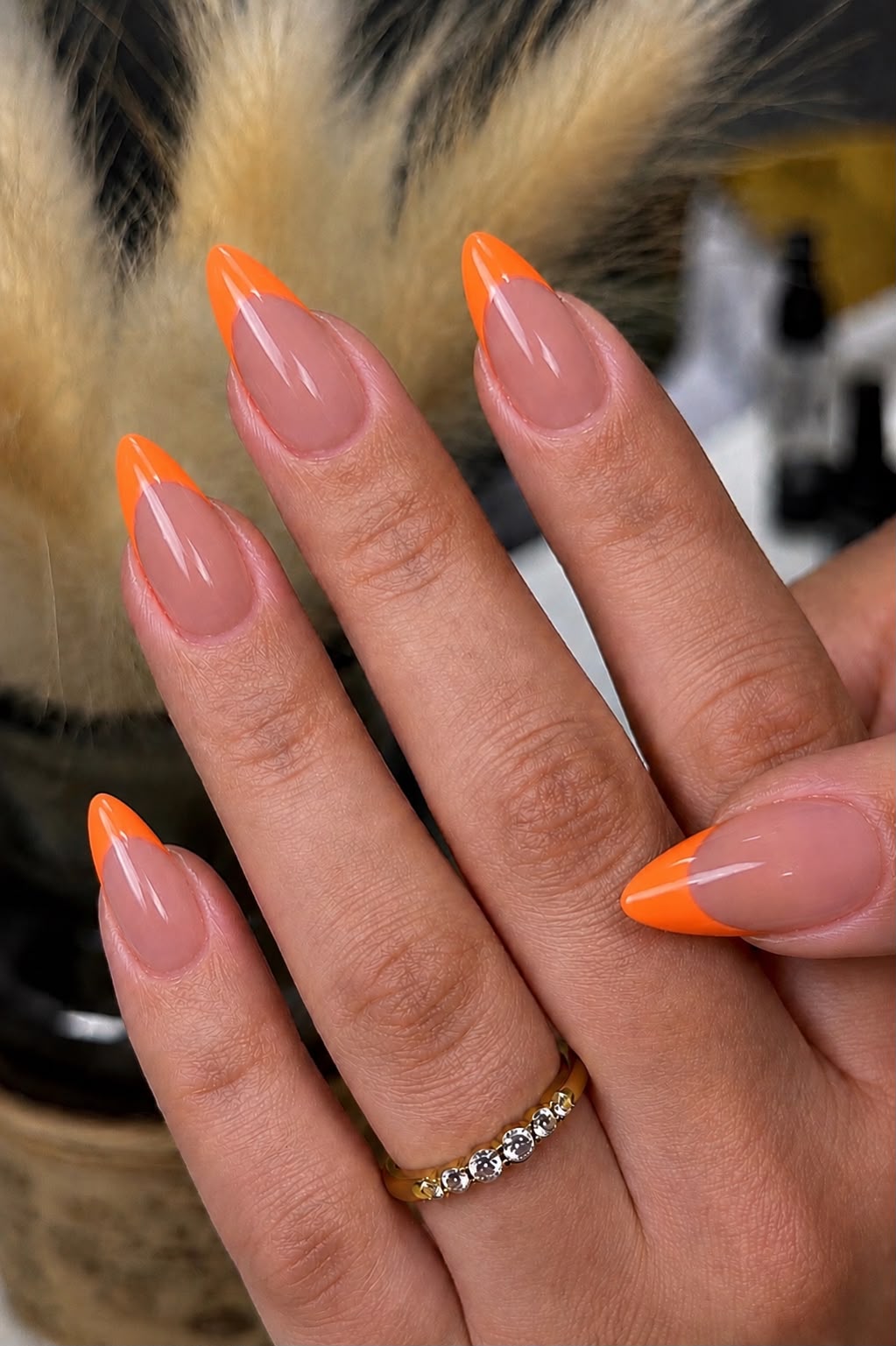 French Tip with Neon Orange