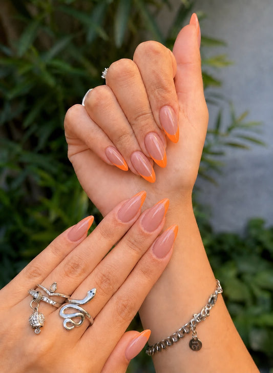 French Tip with Neon Orange