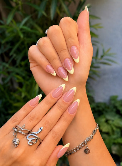 French Tip with Butter Yelllow